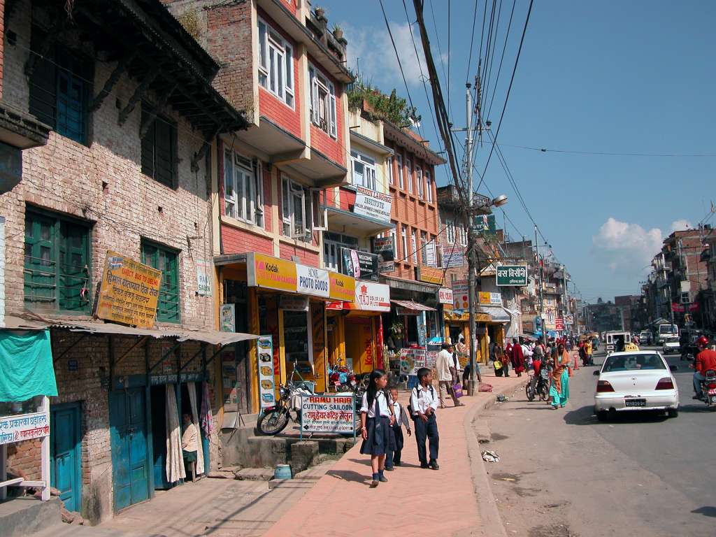 Manaslu 00 07 Kathmandu Street Outside Boudhanath I quickly got another taxi and went to the most revered Tibetan Buddhist temple outside of Tibet, Boudhanath. Here is the street scene at the entrance.